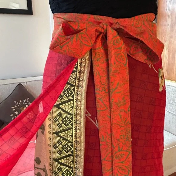Indian Wrap-Around Double Layer Skirt - Picture 3 of 7